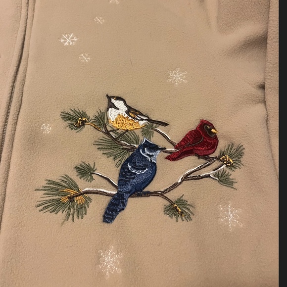 Vintage Traditions Country Collection winter festive birds fleece jacket NWT - Picture 4 of 11